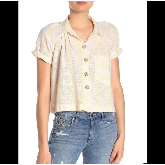Free People We The Free Linen Striped Top XS - Picture 1 of 5